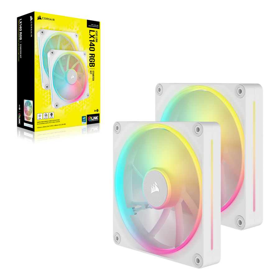 Corsair iCUE LINK LX140 RGB 140mm 2-Pack White Case Fan — 1