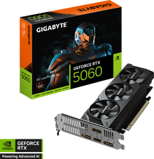 GIGABYTE GeForce RTX 5060 OC Low Profile 8G — box and card