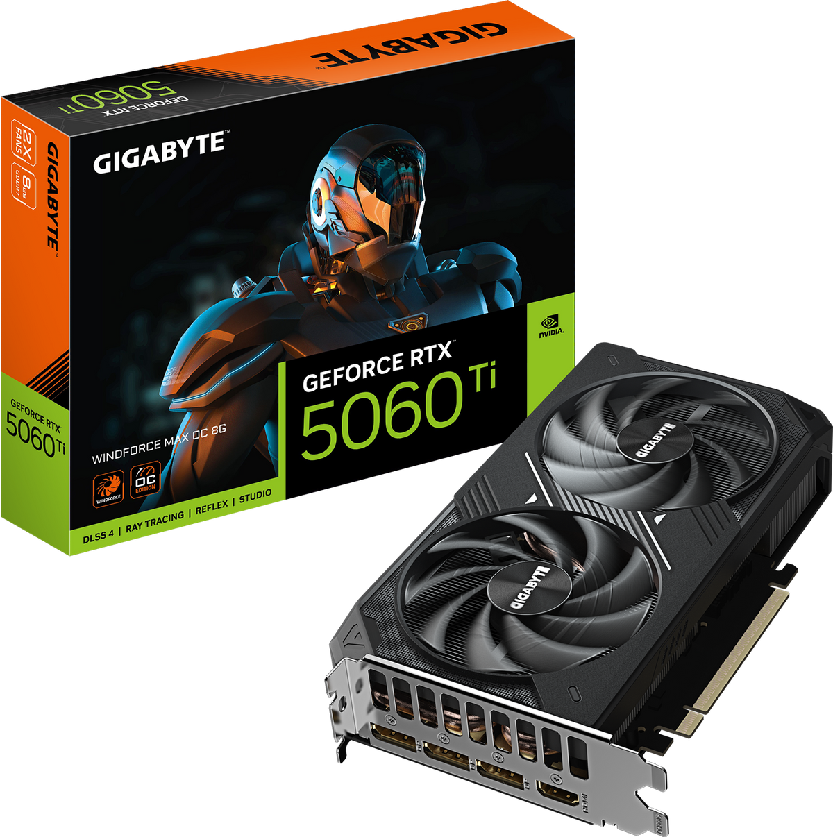GIGABYTE GeForce RTX 5060 Ti WINDFORCE MAX OC 8G — box and card