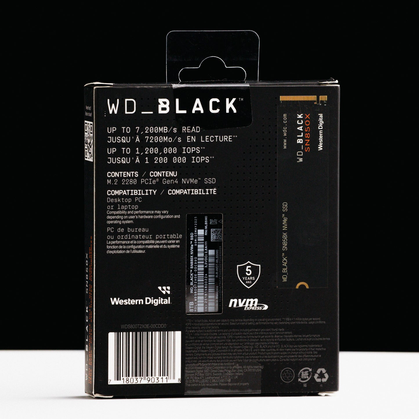 8TB - WD_BLACK SN850X NVMe Internal Gaming SSD Solid State Drive - Gen4 PCIe, M.2 2280