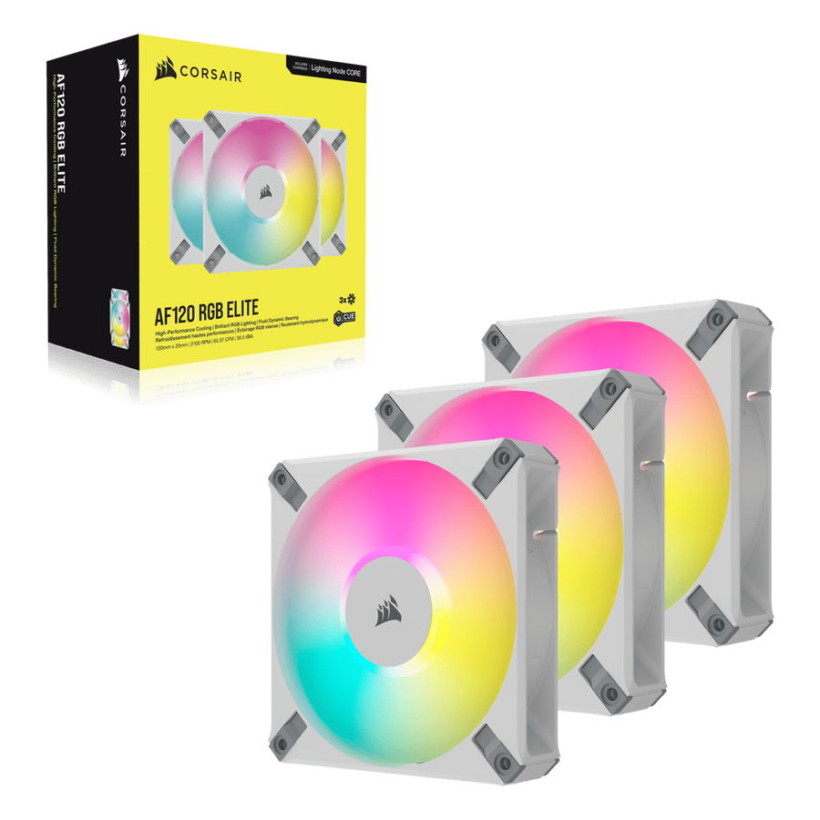Corsair iCUE AF120 RGB ELITE 120mm 3-Pack White Case Fan — 1