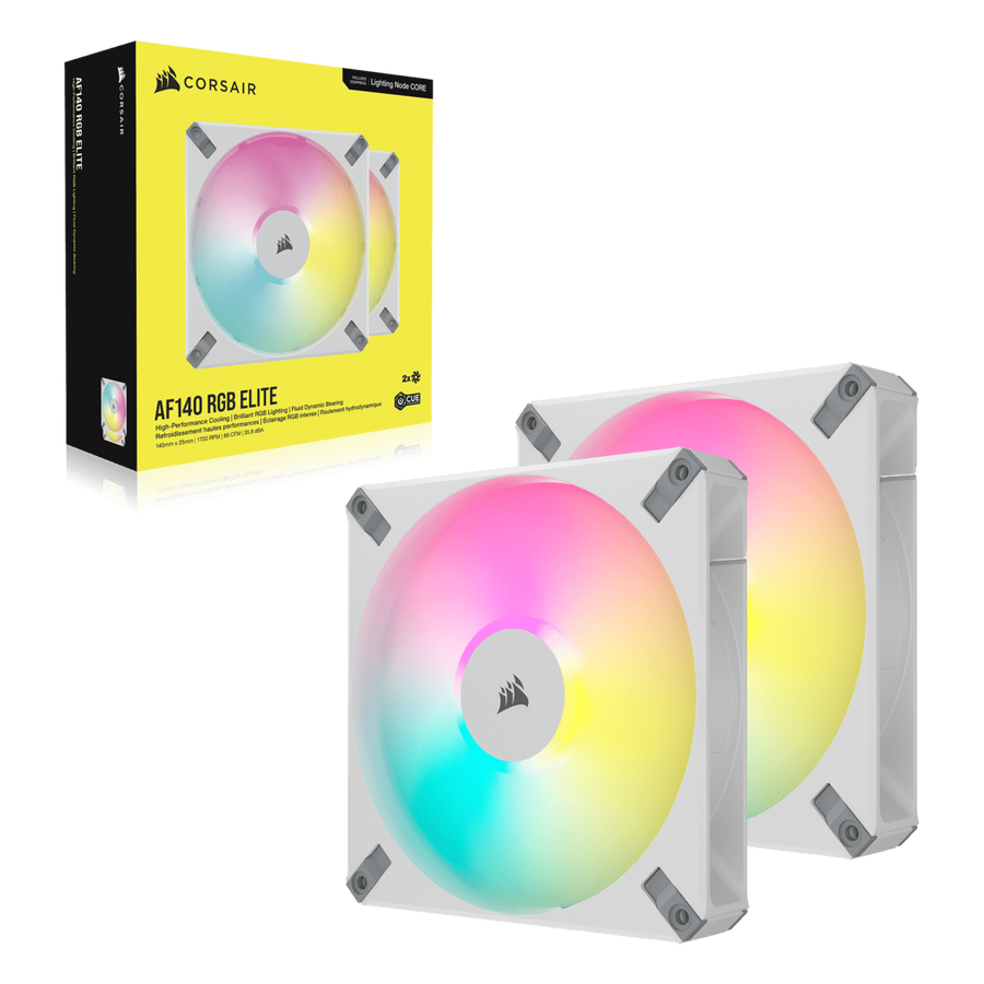 Corsair iCUE AF140 RGB ELITE 140mm 2-Pack White Case Fan — 1