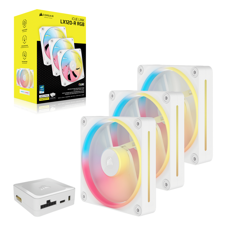 Corsair iCUE LINK LX120-R RGB 120mm 3-Pack White Case Fan — 1
