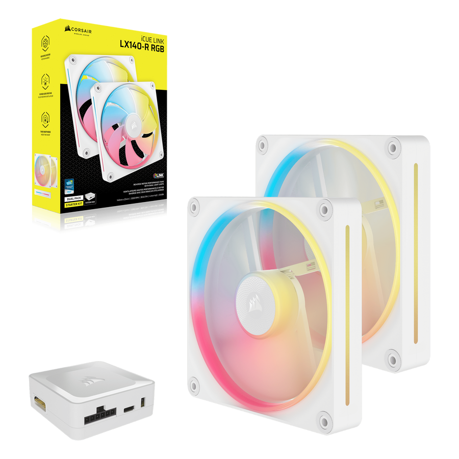 Corsair iCUE LINK LX140-R RGB 140mm 2-Pack White Case Fan — 1