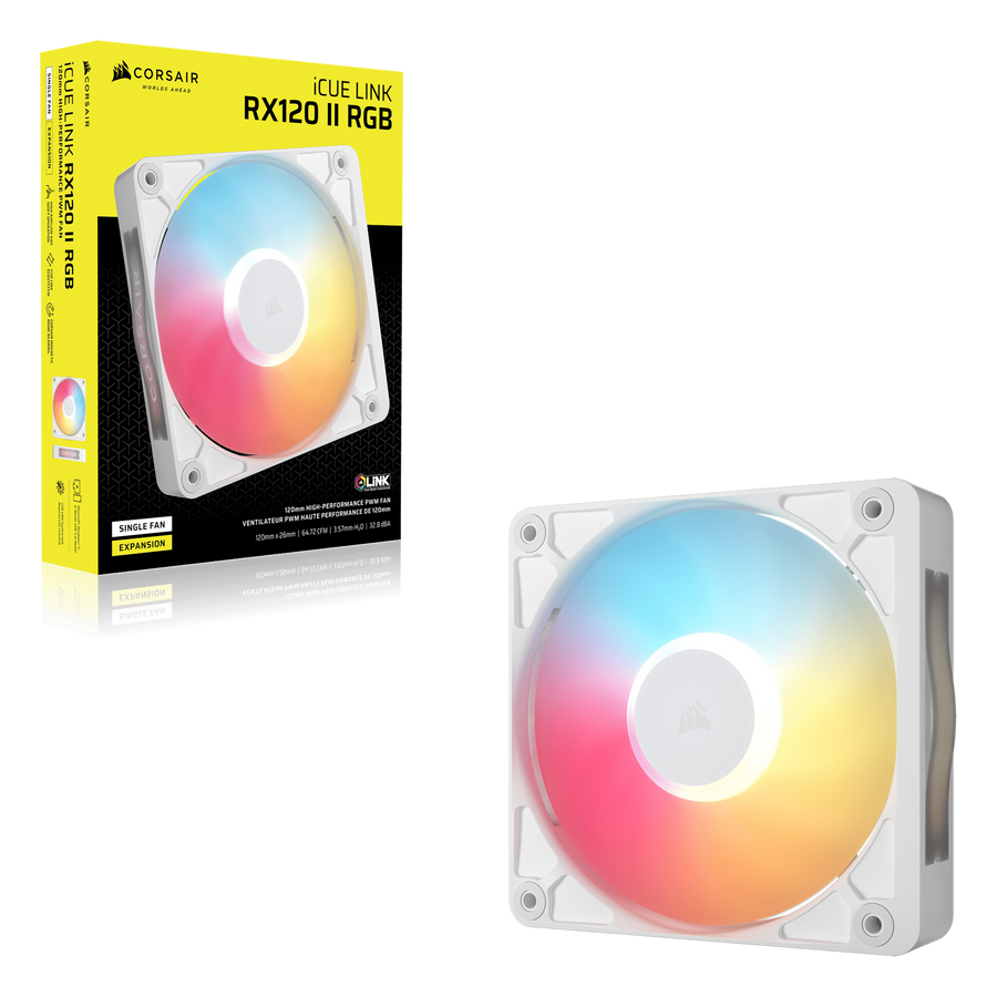 Corsair iCUE LINK RX120 II RGB 120mm White Case Fan — 1