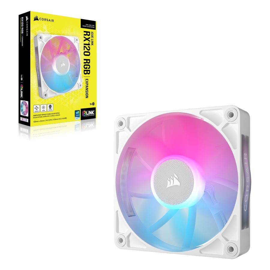Corsair iCUE LINK RX120 RGB 120mm White Case Fan — 1