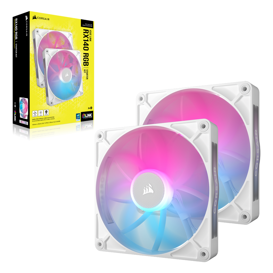 Corsair iCUE LINK RX140 RGB 140mm 2-Pack White Case Fan — 1