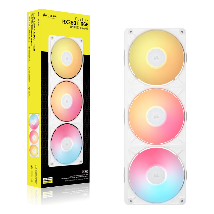 Corsair iCUE LINK RX360 II Unified Frame RGB White Case Fan — 1