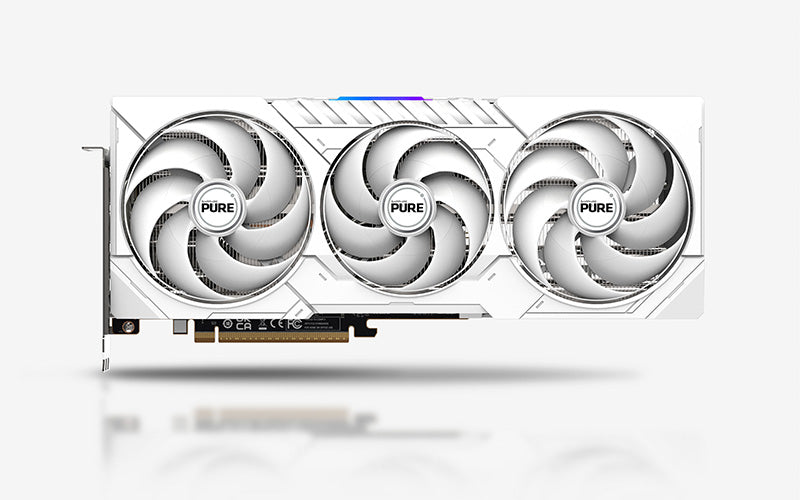 SAPPHIRE PURE AMD Radeon RX 9070 — front, triple Tri-X fans